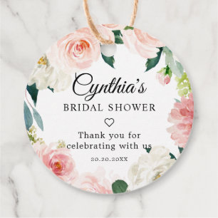 Blush Pink Botanical Bridal Shower Thank you Favou Favour Tags