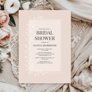 Blush Pink Botanical Floral Bridal Shower Invitation