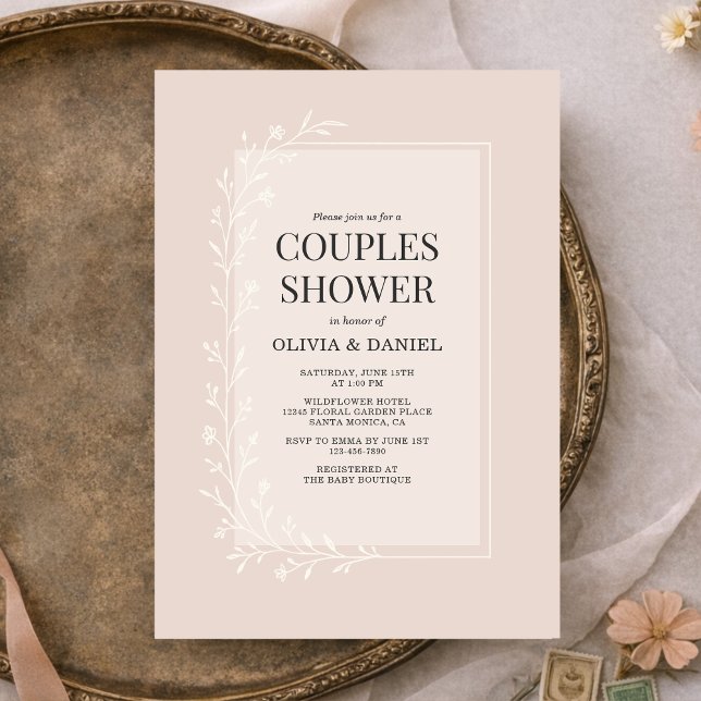 Blush Pink Botanical Floral Couples Shower Invitation (Creator Uploaded)