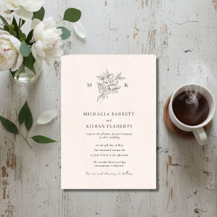 Blush Pink Botanical Monogram Wedding Invitation