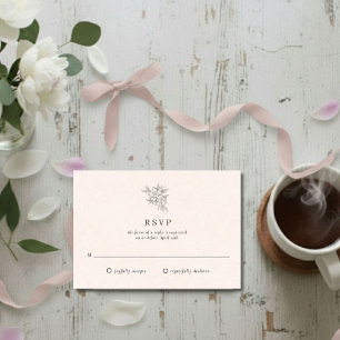 Blush Pink Botanical Monogram Wedding RSVP Card