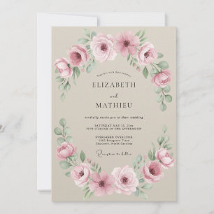 Blush Pink Botanical Romance Wedding Invitation