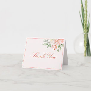 Blush Pink Botanical Romantic Floral  Thank You Card