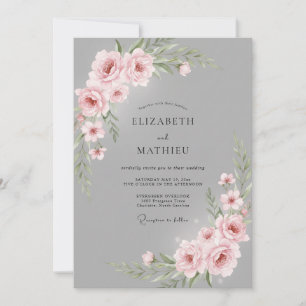 Blush Pink Botanical Watercolor Wedding Invitation