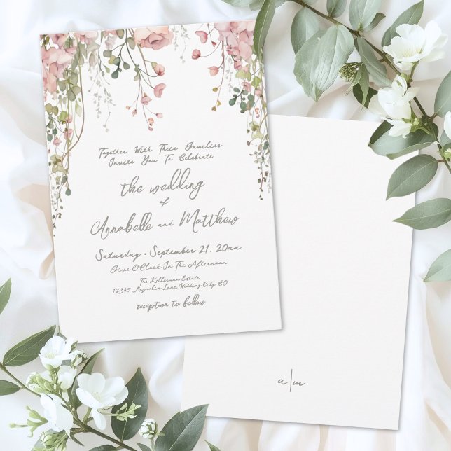 Blush Pink Botanical Watercolor Wildflower Wedding Invitation (Blush Pink Botanical Watercolor Wildflower Wedding Invitation)