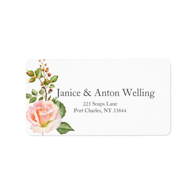 Blush Pink Botanical  Wedding Label (Front)