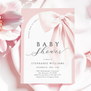 Blush Pink Bow Arch Baby Shower Invitation