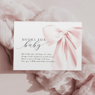 Blush Pink Bow Baby Shower Books for Baby  Enclosure Card