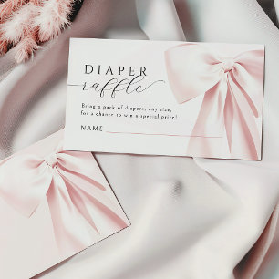 Blush Pink Bow Baby Shower Diaper Raffle 3,5x2" Enclosure Card