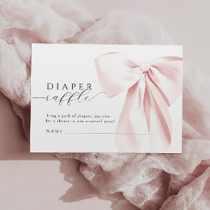 Blush Pink Bow Baby Shower Diaper Raffle  Enclosure Card