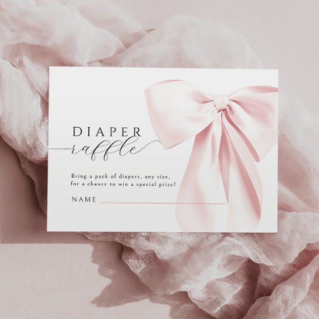 Blush Pink Bow Baby Shower Diaper Raffle  Enclosure Card (Creator Uploaded)