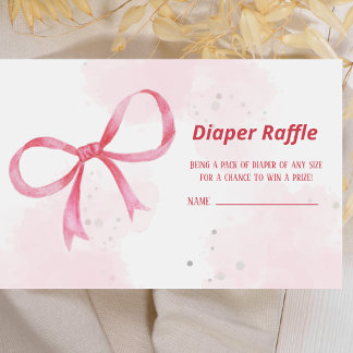 Blush Pink Bow Baby Shower diaper raffle Enclosure Card