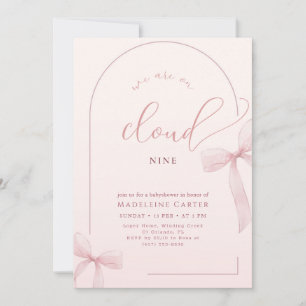 Blush Pink Bow Baby Shower Invitation