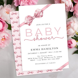 Blush Pink Bow Baby Shower Invitation – Elegant Co
