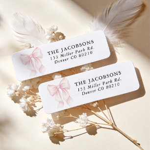 Blush Pink Bow Baby Shower Return Address
