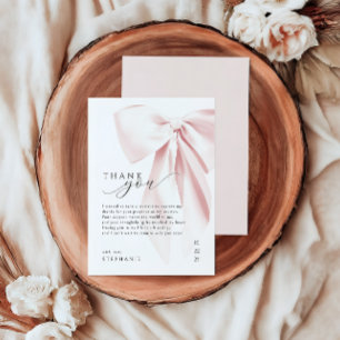 Blush Pink Bow Baby Shower Thank You Card