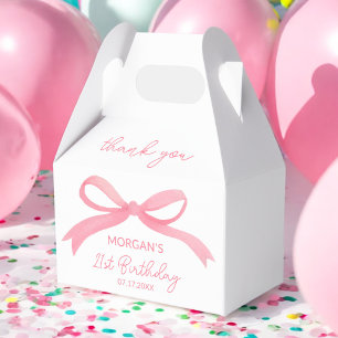 Blush Pink Bow Birthday Party Thank You Name Favour Box