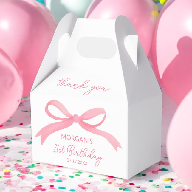 Blush Pink Bow Birthday Party Thank You Name Favour Box (Creator Uploaded)