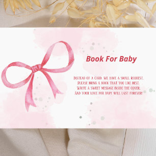 Blush Pink Bow Book for Baby Shower Insert Card