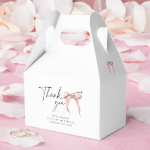Blush Pink Bow Bridal Coquette Gable Favor Box
