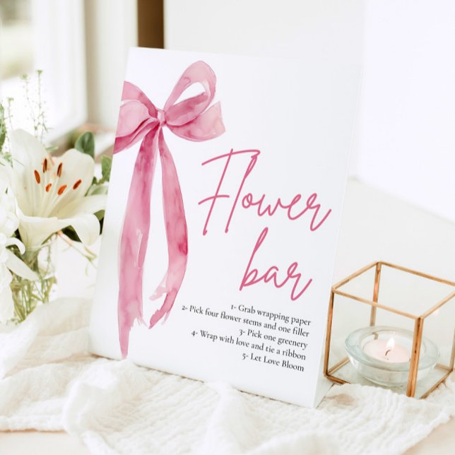Blush Pink Bow Bridal Shower Flower Bar Sign (Blush Pink Bow Bridal Shower Flower Bar Sign)