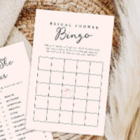 Blush Pink Bow Bridal Shower Gift Bingo Card