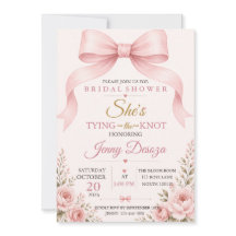Blush Pink Bow Bridal Shower Invitation