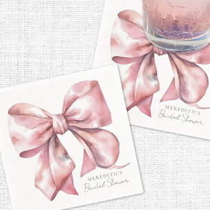 Blush Pink Bow Bridal Shower Napkin