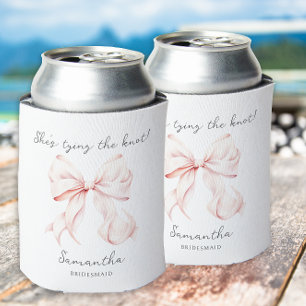 Blush Pink Bow Bridesmaid Gift Can Cooler