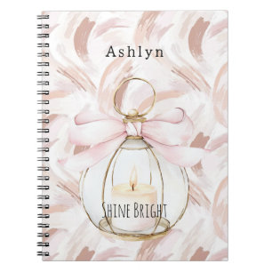 Blush Pink Bow Candle Shine Bright Notebook