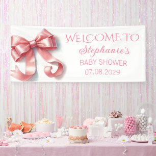 Blush Pink Bow Coquette Baby Shower Banner