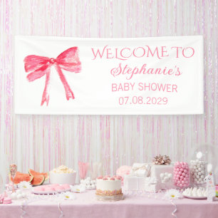 Blush Pink Bow Coquette Baby Shower Banner