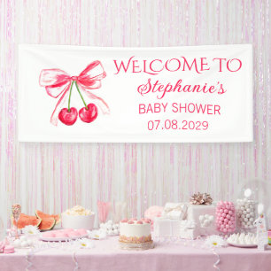 Blush Pink Bow Coquette Baby Shower Banner