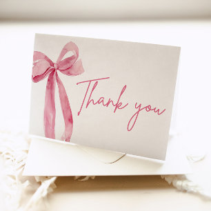 Blush Pink Bow Coquette Graduation Thank You Card
