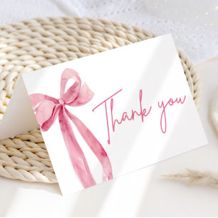 Blush Pink Bow Coquette Graduation Thank You Card