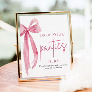 Blush Pink Bow Drop Your Panties Here Game Sign
