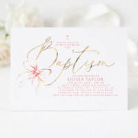 Blush Pink Bow Elegant Minimalist Girl Baptism