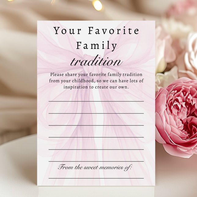 Blush Pink Bow Family Tradition Shower Card (Creator Uploaded)