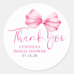 Blush Pink Bow Favors Thank You Classic Round Sticker