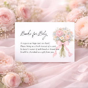 Blush Pink Bow Floral Girl Books for Baby  Enclosure Card