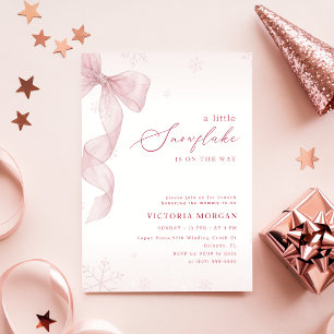 Blush Pink Bow Girl Baby Shower Invitation
