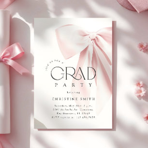 Blush Pink Bow Graduation Party Invitation