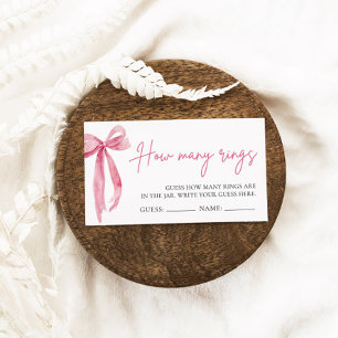 Blush Pink Bow Guess How Many Rings Game Enclosure Card