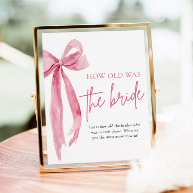 Blush Pink Bow How Old Was The Bride Bridal Shower Poster (Blush Pink Bow How Old Was The Bride Bridal Shower Poster)