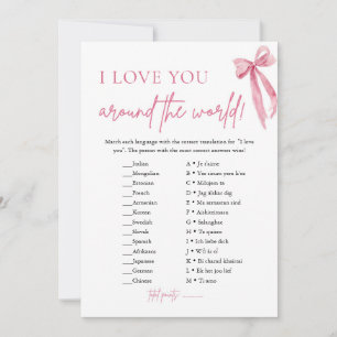Blush Pink Bow I Love You Around the World Game Invitation