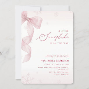 Blush Pink Bow Little Snowflake Baby Shower Invitation