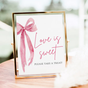 Blush Pink Bow Love is Sweet Treat Favour Sign