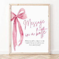 Blush Pink Bow Message In A Bottle Sign Game