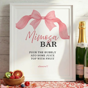 Blush Pink Bow Mimosa Bar Bridal Shower Sign