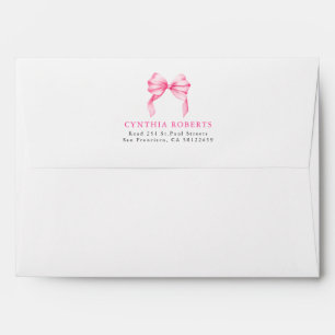 Blush Pink Bow Modern Elegant Return Address Envelope